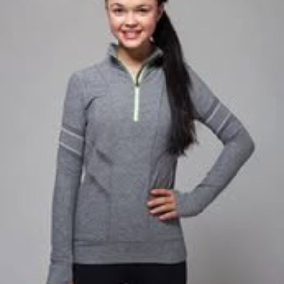 Ivivva Girl by Lululemon 🍋 Glow and Go Pullover thumbholes side pockets size 10 - Picture 2 of 4